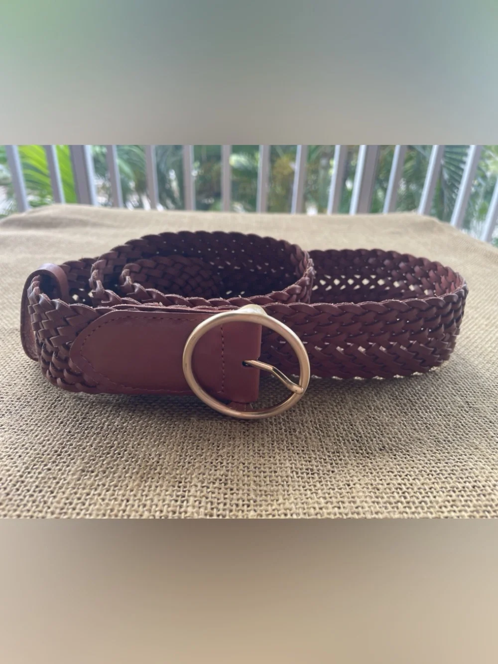 J. Crew Woven Leather Belt - Chestnut Brown